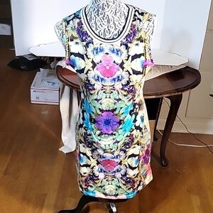 Floral Print Bodycon Dress Colorful Sleeveless‎ Mini Dress